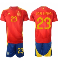 Men Spain Team 23 Unai Simn 2024 25 Red Home Soccer Jersey Suit Men Spain Team 23 Unai Simn 2024 25 Red Home Soccer Jersey Suit