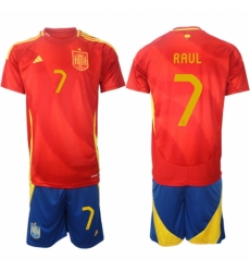 Men Spain Team 7 Ral 2024 25 Red Home Soccer Jersey Suit Men Spain Team 7 Ral 2024 25 Red Home Soccer Jersey Suit