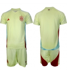 Men Spain Team Blank 2024 25 Yellow Away Soccer Jersey Suit