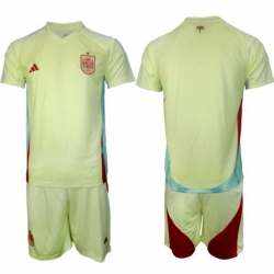 Men Spain Team Blank 2024 25 Yellow Away Soccer Jersey Suit