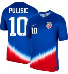 Men American Team 10 Christian Pulisic 2024 25 Royal Away Soccer Jersey Suit