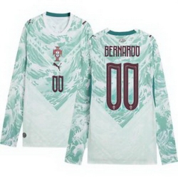 Men 00 Portugal Replica Custom Long Sleeve Away Jersey   2
