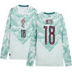 Men 18 Portugal Replica Pedro Neto Long Sleeve Away Jersey   2
