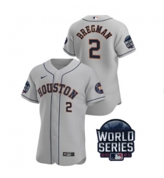 Men Houston Astros 2 Alex Bregman 2021 Grey World Series Flex Base Stitched Baseball Jersey Men Houston Astros 2 Alex Bregman 2021 Grey World Series Flex Base Stitched Baseball Jersey