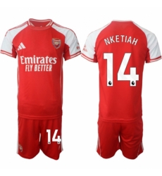 Men Arsenal FC 14 Eddie Nketiah Red 2025 Home Soccer Jersey Suit