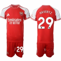 Men Arsenal FC 29 Kai Lukas Havertz Red 2025 Home Soccer Jersey Suit