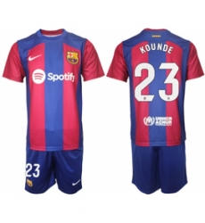 Men Barcelona 23 Kounde Blue Red 2023 24 Home Soccer Jersey