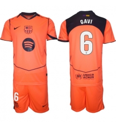 Men FC Barcelona 2026 Soccer Jerseys Orange #6 GAVI