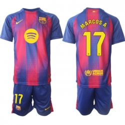 Men FC Barcelona 2026 Soccer Jerseys PinkBlue #17 MARCOSA