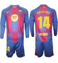 Men FC Barcelona 2026 Soccer Jerseys Red Long #14 RASHFORD (2)