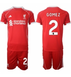 Men Liverpool 2 Joe Gomez 2025 Red Home Soccer Jersey Suit Men Liverpool 2 Joe Gomez 2025 Red Home Soccer Jersey Suit