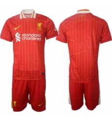 Men Liverpool Custom 2024 25 Red Home Soccer Jersey Suit