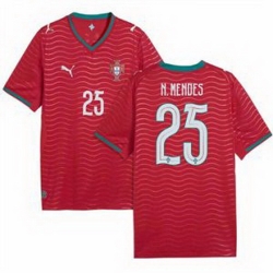 Women 25 Portugal Nuno Mendes Home Replica Jersey   1