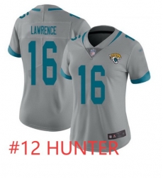 Jaguars 12 HUNTER Silver Women Stitched NFL Limited Inverted Legend Jersey