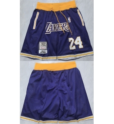 Men Los Angeles Lakers  24 Kobe Bryant Purple 2026 Shorts 