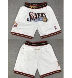 Men Philadelphia 76ers White Shorts 3 Men Philadelphia 76ers White Shorts 3