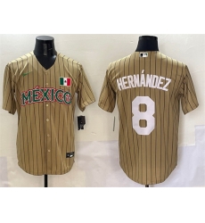 Men Mexico Baseball 8 Enrique Hernandez Tan 2023 World Baseball Classic Stitched Jersey Men Mexico Baseball 8 Enrique Hernandez Tan 2023 World Baseball Classic Stitched Jersey