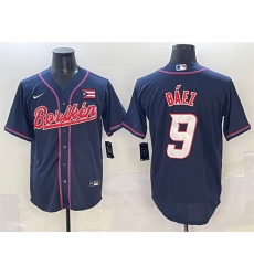 Men Puerto Rico Baseball 9 Javier B E1ez Navy 2023 World Baseball Classic Stitched Jersey