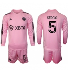 Men Inter Miami CF 5 sergio 2023 24 Pink Home Soccer Jersey Suit