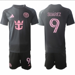 Men Inter Miami CF 9 Luis Surez 2025 Black Away Soccer Jersey Suit