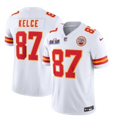Men Kansas City Chiefs 87 Travis Kelce White 2023 F U S E Vapor Untouchable Limited Stitched 2024 Super Bowl LVIII Jersey Men Kansas City Chiefs 87 Travis Kelce White 2023 F U S E Vapor Untouchable Limited Stitched 2024 Super Bowl LVIII Jersey