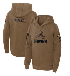 Youth Cleveland Browns 2023 Brown Salute To Service Pullover Hoodie Youth Cleveland Browns 2023 Brown Salute To Service Pullover Hoodie