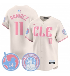 Men Cleveland Guardians 11 Jos E9 Ram EDrez Cream Bubblegum Pink 2025 Vapor Limited Stitched Baseball Jersey Men Cleveland Guardians 11 Jos E9 Ram EDrez Cream Bubblegum Pink 2025 Vapor Limited Stitched Baseball Jersey