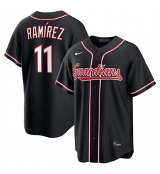 Men Cleveland Guardians  11 Jos%C3%A9 Ram%C3%ADrez 2026 Fashion Replica Black Out Stitched Baseball Jersey