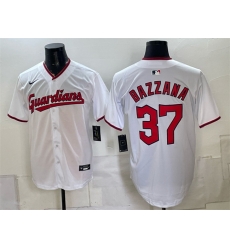 Men Cleveland Guardians  37 Travis Bazzana White Home Stitched Baseball Jersey