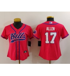 Women Buffalo Bills 17 Josh Allen Red Cool Base Stitched Baseball Jersey 2 Women Buffalo Bills 17 Josh Allen Red Cool Base Stitched Baseball Jersey 2