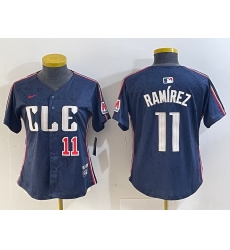 Women Cleveland Guardians 11 Jose Ram EDrez Navy 2024 City Connect Limited Stitched Baseball Jersey 7