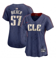 Women Cleveland Guardians 57 Shane Bieber Navy 2024 City Connect Stitched Baseball Jersey Women Cleveland Guardians 57 Shane Bieber Navy 2024 City Connect Stitched Baseball Jersey