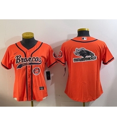Women Denver Broncos big logoorange Cool Base Stitched Baseball Jersey 2 Women Denver Broncos big logoorange Cool Base Stitched Baseball Jersey 2
