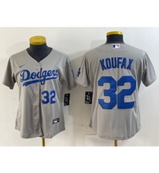 Women MLB Dodgers 32 Sandy Koufax Grey Nike Cool Base Women Jersey Women MLB Dodgers 32 Sandy Koufax Grey Nike Cool Base Women Jersey