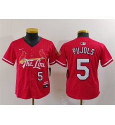 Youth St Louis Cardinals 5 Albert Pujols Red 2024 City Connect Limited Stitched Baseball Jersey Youth St Louis Cardinals 5 Albert Pujols Red 2024 City Connect Limited Stitched Baseball Jersey