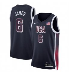 Men USA Basketball 6 LeBron James Navy 2024 Swingman Stitched Jersey Men USA Basketball 6 LeBron James Navy 2024 Swingman Stitched Jersey