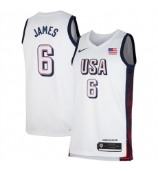 Men USA Basketball 6 LeBron James White 2024 Swingman Stitched Jersey Men USA Basketball 6 LeBron James White 2024 Swingman Stitched Jersey