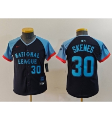 Youth National League 30 Paul Skenes Navy 2024 All Star Limited Stitched Baseball Jersey 2
