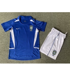 Youth Retro Soccer Jerseys Brazil Blue 2002 Youth Retro Soccer Jerseys Brazil Blue 2002
