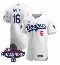 Men Nike Los Angeles Dodgers Will Smith #16 White Flex Base 2024 World Series Champions Stitched MLB Jersey Men Nike Los Angeles Dodgers Will Smith #16 White Flex Base 2024 World Series Champions Stitched MLB Jersey