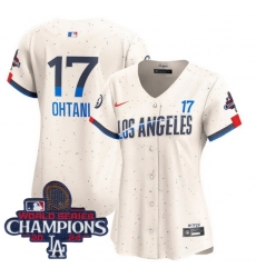 Women Nike Los Angeles Dodgers Shohei Ohtani #17 White Ice Cream Flex Base 2024 World Series Champions Stitched MLB Jersey Women Nike Los Angeles Dodgers Shohei Ohtani #17 White Ice Cream Flex Base 2024 World Series Champions Stitched MLB Jersey