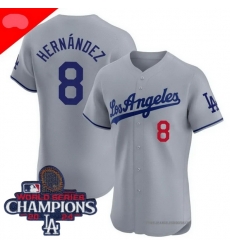 Youth Nike Los Angeles Dodgers Enrique Hernandez #8 Gray Flex Base 2024 World Series Champions Stitched MLB Jersey II Youth Nike Los Angeles Dodgers Enrique Hernandez #8 Gray Flex Base 2024 World Series Champions Stitched MLB Jersey II