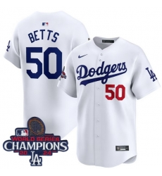 Youth Nike Los Angeles Dodgers Mookie Betts #50 White Flex Base 2024 World Series Champions Stitched MLB Jersey Youth Nike Los Angeles Dodgers Mookie Betts #50 White Flex Base 2024 World Series Champions Stitched MLB Jersey