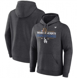 Men Los Angeles Dodgers Heather Charcoal 2024 World Series Champions Locker Room Pullover Hoodie