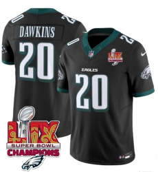 Men Philadelphia Eagles 20 Brian Dawkins Black 2025 Eagles Logo Super Bowl LIX Patch New F U S E Vapor Limited Stitched Football Jersey Men Philadelphia Eagles 20 Brian Dawkins Black 2025 Eagles Logo Super Bowl LIX Patch New F U S E Vapor Limited Stitched Football Jersey