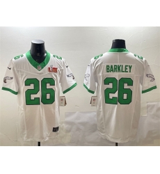 Men Philadelphia Eagles 26 Saquon Barkley White 2025 Super Bowl LIX Patch F U S E Vapor Untouchable Limited Stitched Football Jersey Men Philadelphia Eagles 26 Saquon Barkley White 2025 Super Bowl LIX Patch F U S E Vapor Untouchable Limited Stitched Football Jersey
