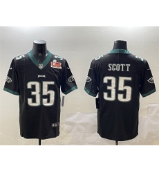 Men Philadelphia Eagles 35 Boston Scott Black 2025 Super Bowl LIX Patch Vapor Untouchable Limited Stitched Football Jersey Men Philadelphia Eagles 35 Boston Scott Black 2025 Super Bowl LIX Patch Vapor Untouchable Limited Stitched Football Jersey