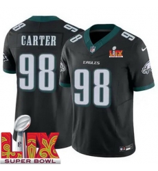 Men Philadelphia Eagles Jalen Carter #98 Black 2024 2025 Super Bowl LIX F U S E Stitched NFL Jersey Men Philadelphia Eagles Jalen Carter #98 Black 2024 2025 Super Bowl LIX F U S E Stitched NFL Jersey