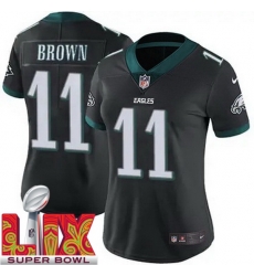 Women Philadelphia Eagles A.J. Brown #11 Black 2024 2025 Super Bowl LIX F U S E Stitched NFL Jersey Women Philadelphia Eagles A.J. Brown #11 Black 2024 2025 Super Bowl LIX F U S E Stitched NFL Jersey