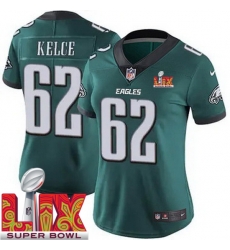 Women Philadelphia Eagles Jason Kelce #62 Green 2024 2025 Super Bowl LIX F U S E Stitched NFL Jersey Women Philadelphia Eagles Jason Kelce #62 Green 2024 2025 Super Bowl LIX F U S E Stitched NFL Jersey